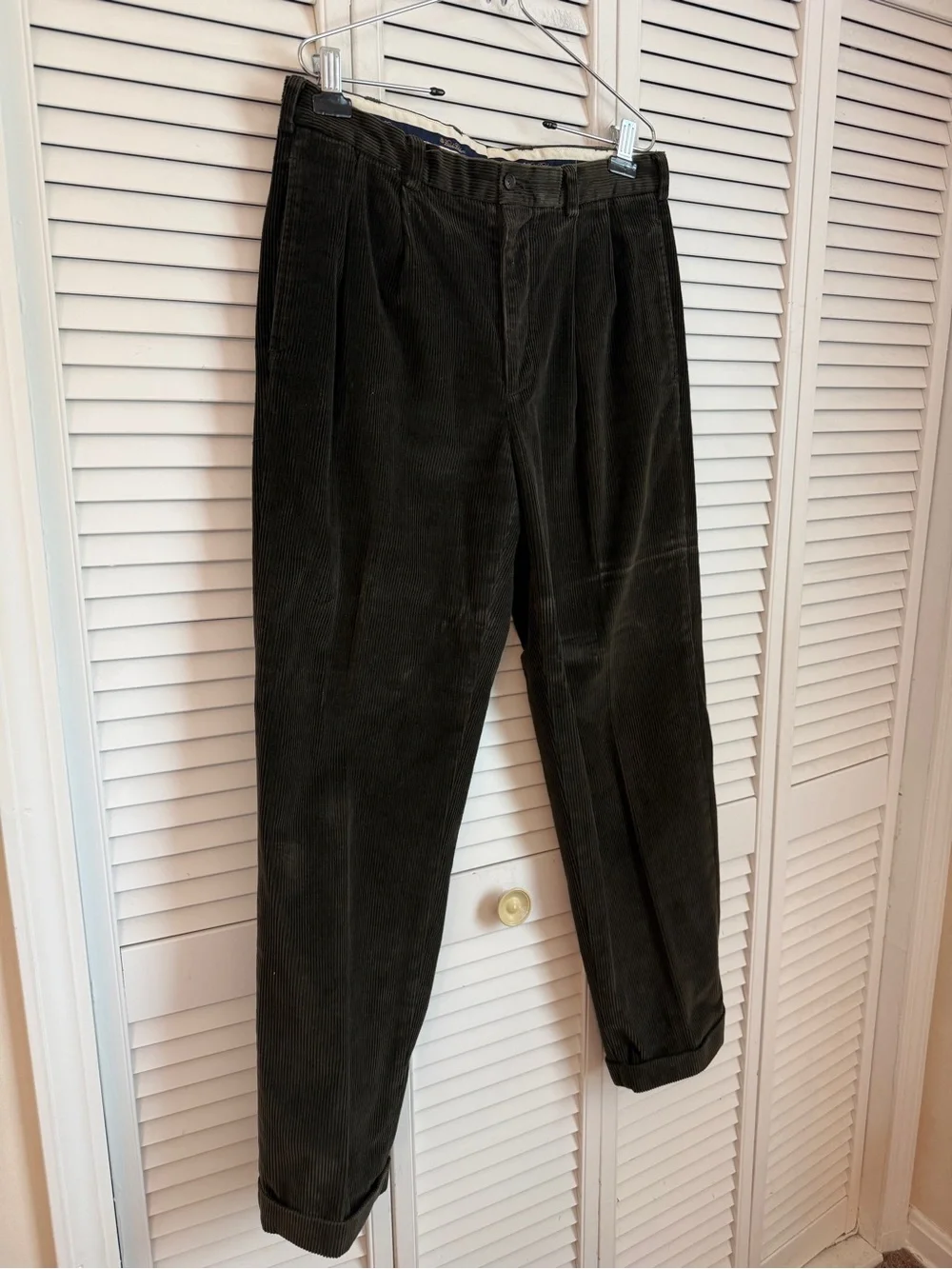 Brooks Brothers Mens Elliot Dark Green Corduroy Pants Size 34 Office Academia